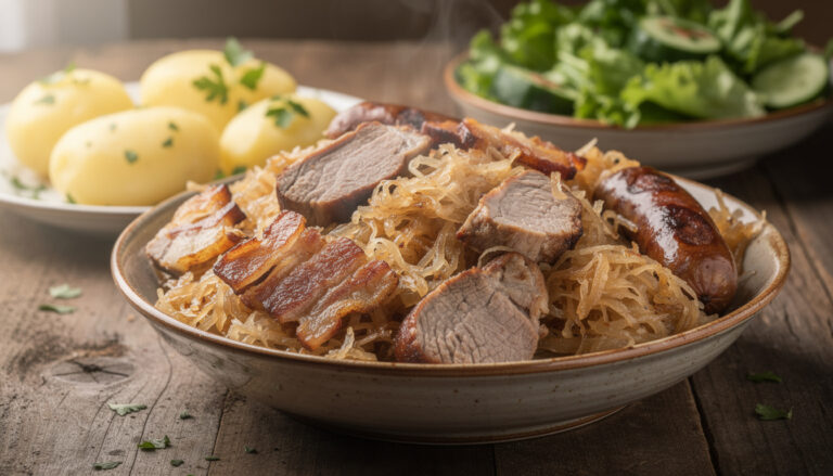 découvrez notre recette facile de choucroute cuite pour préparer un repas traditionnel savoureux et convivial. parfaite pour régaler toute la famille avec des saveurs authentiques.